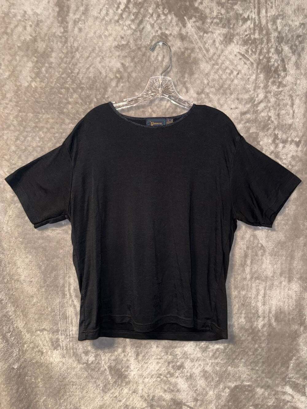 Glenover Women's 1X Short Sleeve Black Textured Casual Top